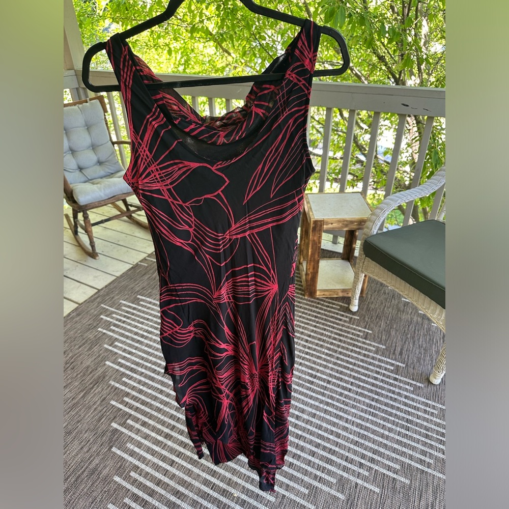 Vintage Y2K 90’s Eva Blue- Black and Red Cocktail Dress